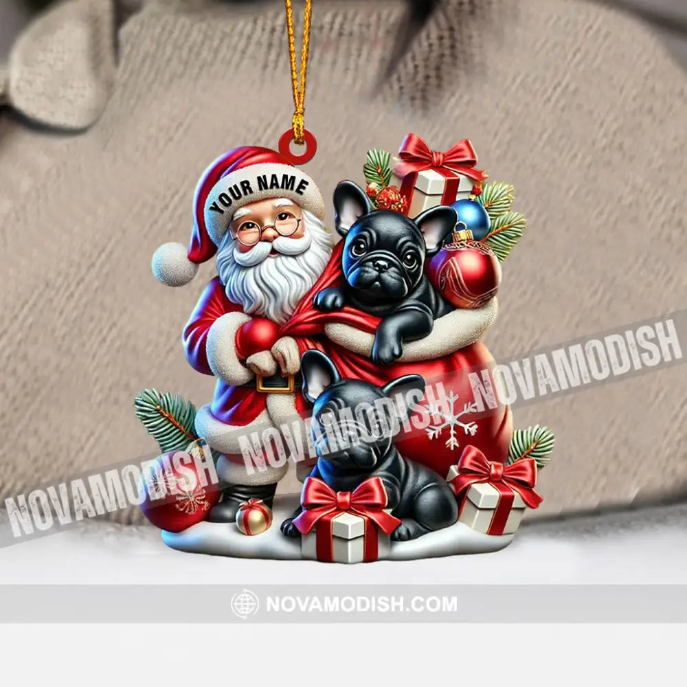 Santa And French Bulldog Home Decor Christmas Ornament Personalized