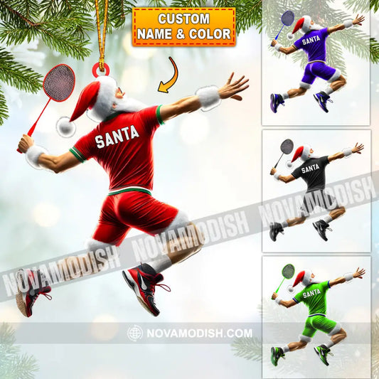 Santa Badminton Christmas Ornament Personalized 3.54’’ / 1