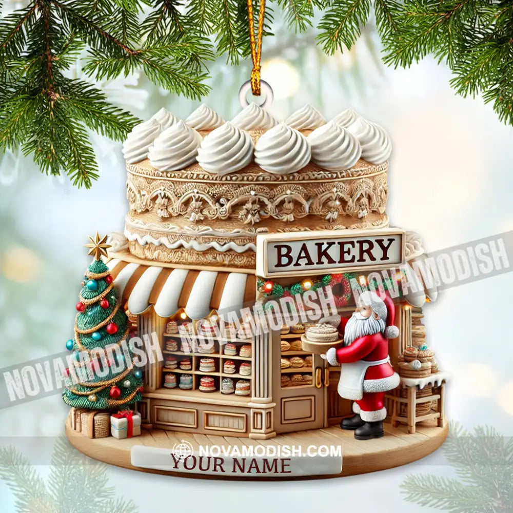 Santa Bakery Christmas Ornament Personalized