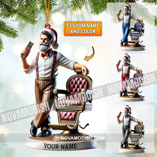 Santa Barber Christmas Ornament Personalized 3.54’’ / 1