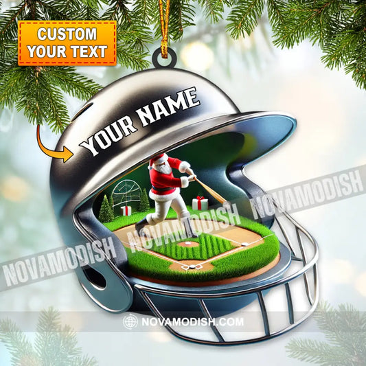 Santa Baseball Home Decor Christmas Ornament Personalized 3.54’’ / 1