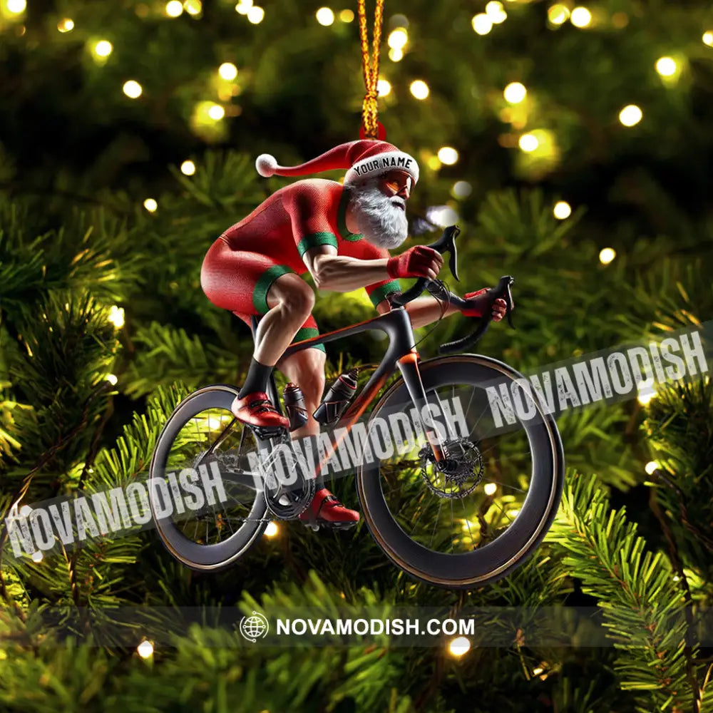 Santa Bicycle Racing Home Decor Christmas Ornament Personalized