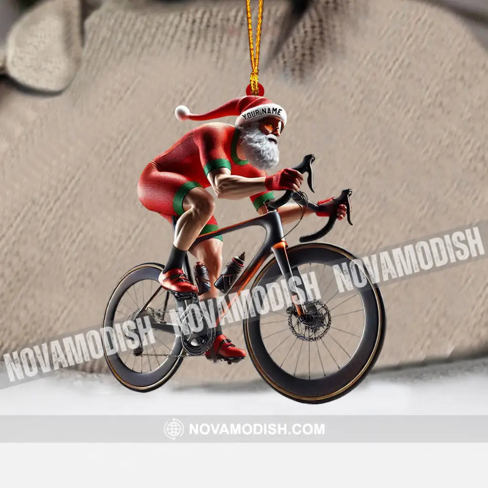 Santa Bicycle Racing Home Decor Christmas Ornament Personalized