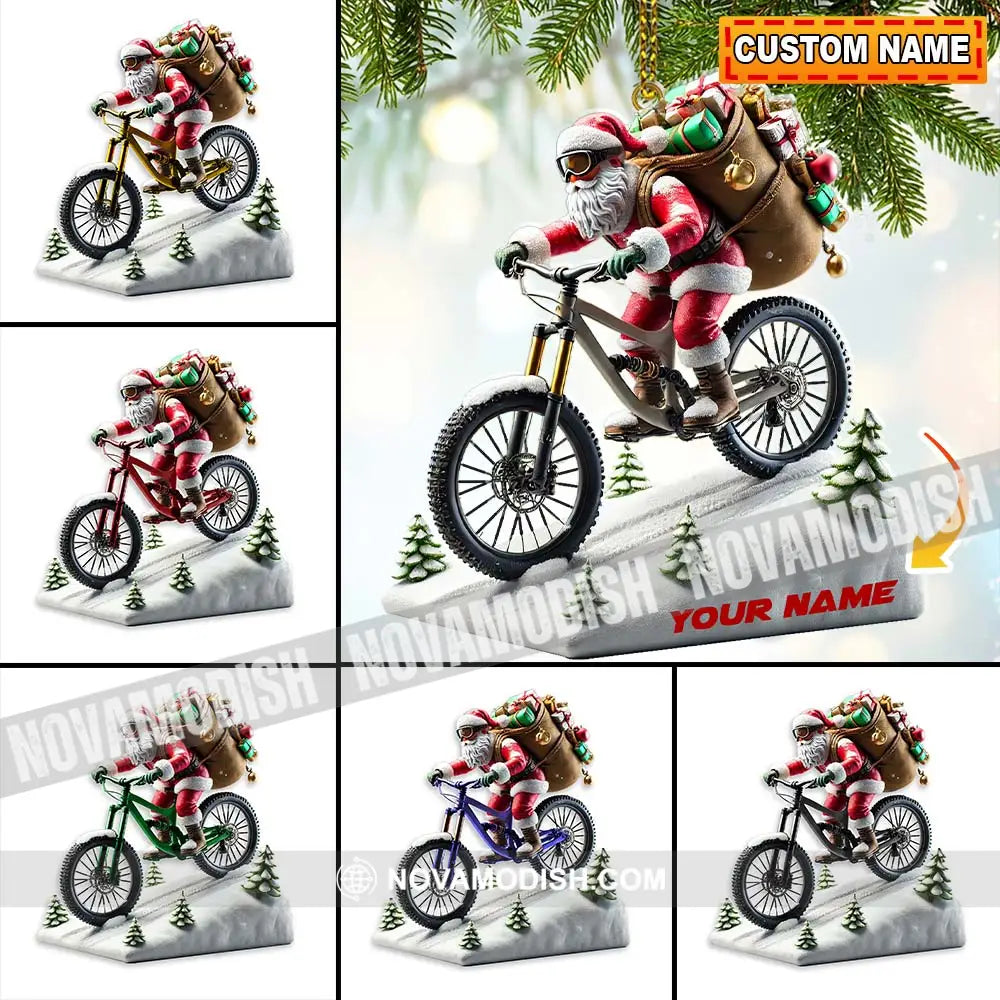 Santa Bike Ornament Personalized 3.54’’ / 1