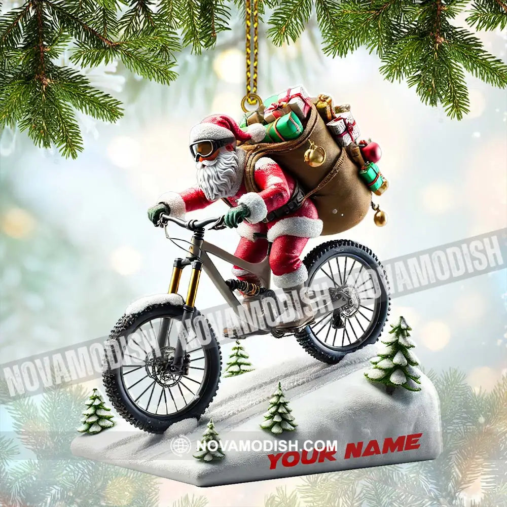 Santa Bike Ornament Personalized