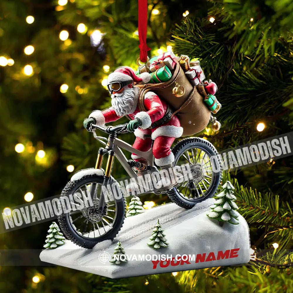 Santa Bike Ornament Personalized