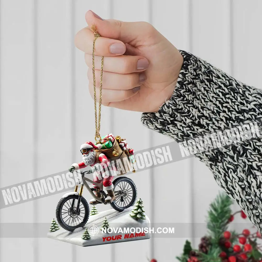 Santa Bike Ornament Personalized