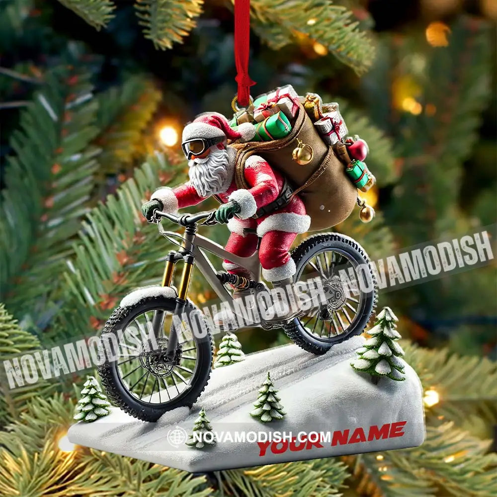 Santa Bike Ornament Personalized