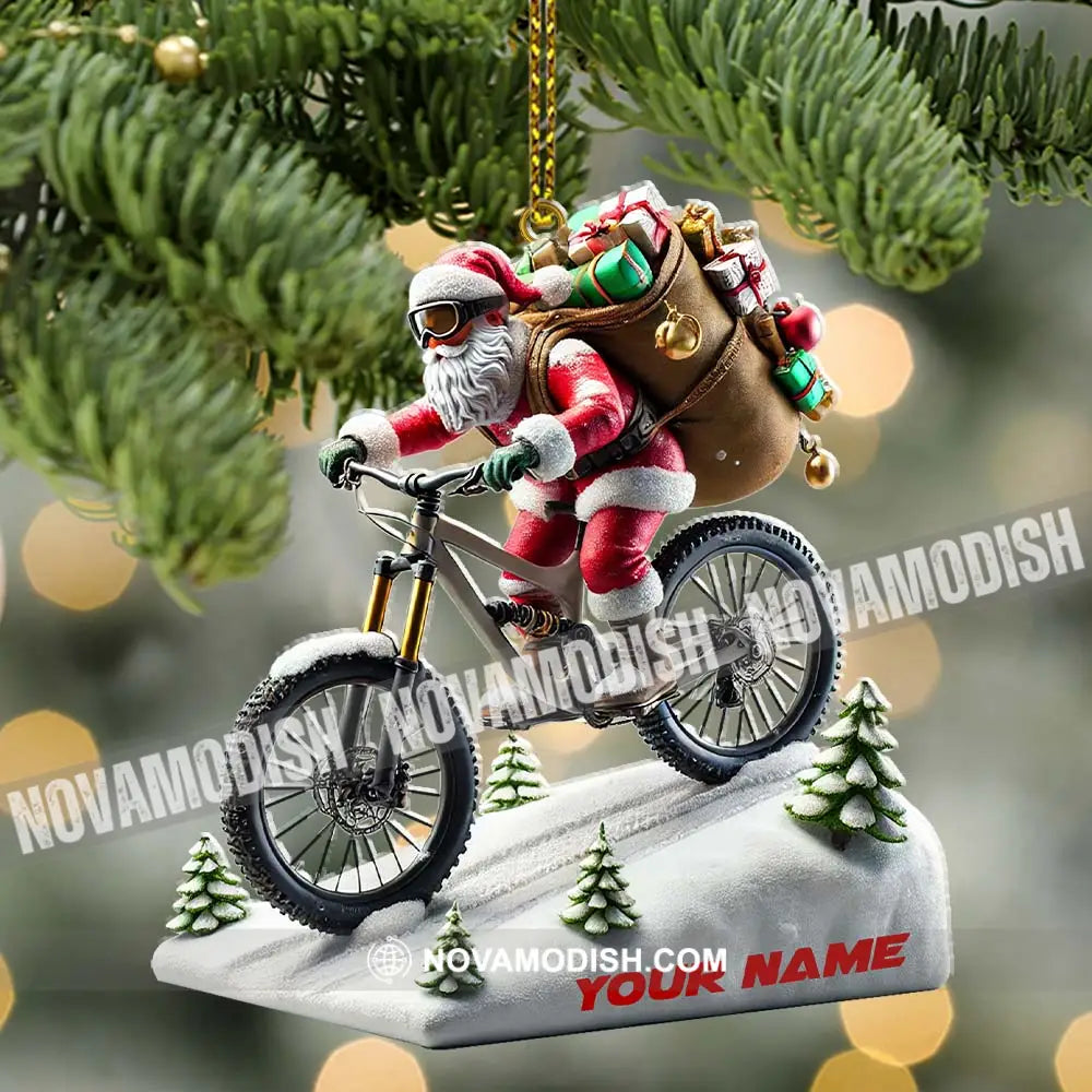 Santa Bike Ornament Personalized