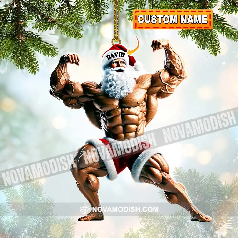 Santa Bodybuilder Christmas Ornament Personalized 3.54’’ / 1