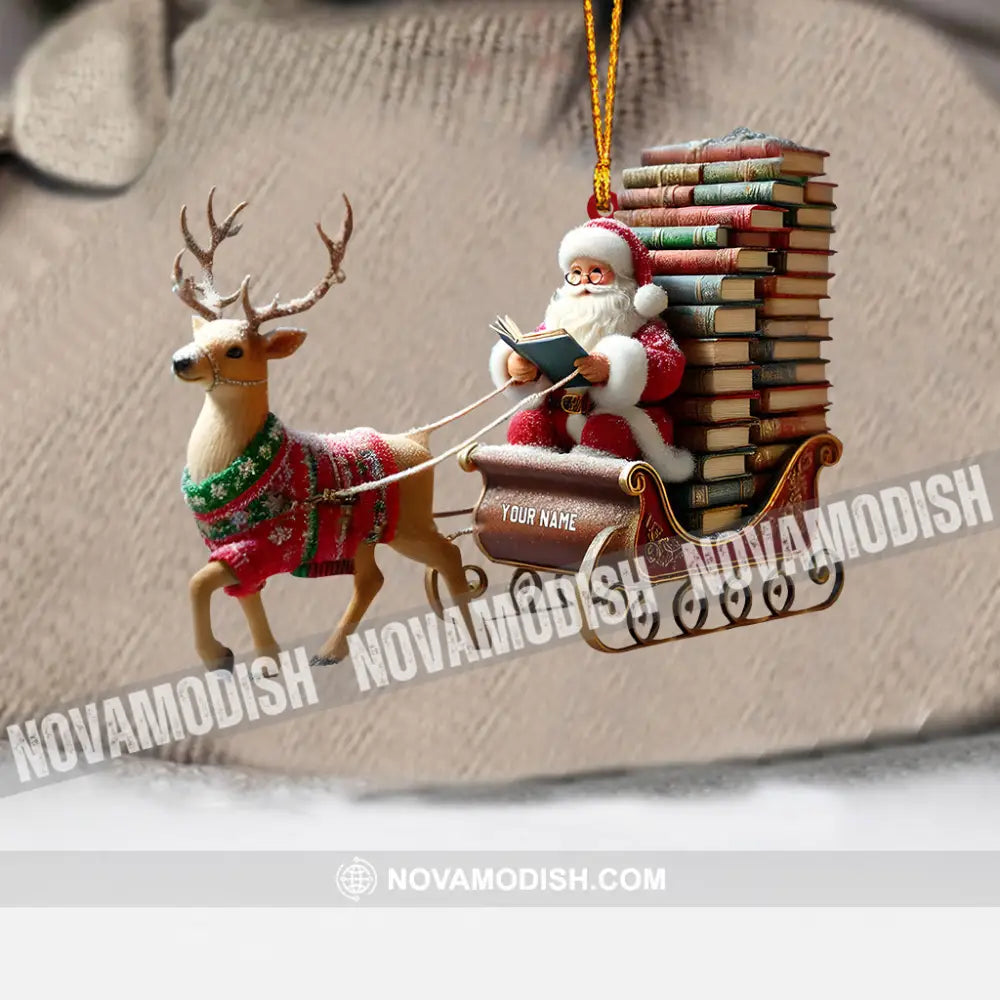 Santa Book Lover Home Decor Christmas Ornament Personalized