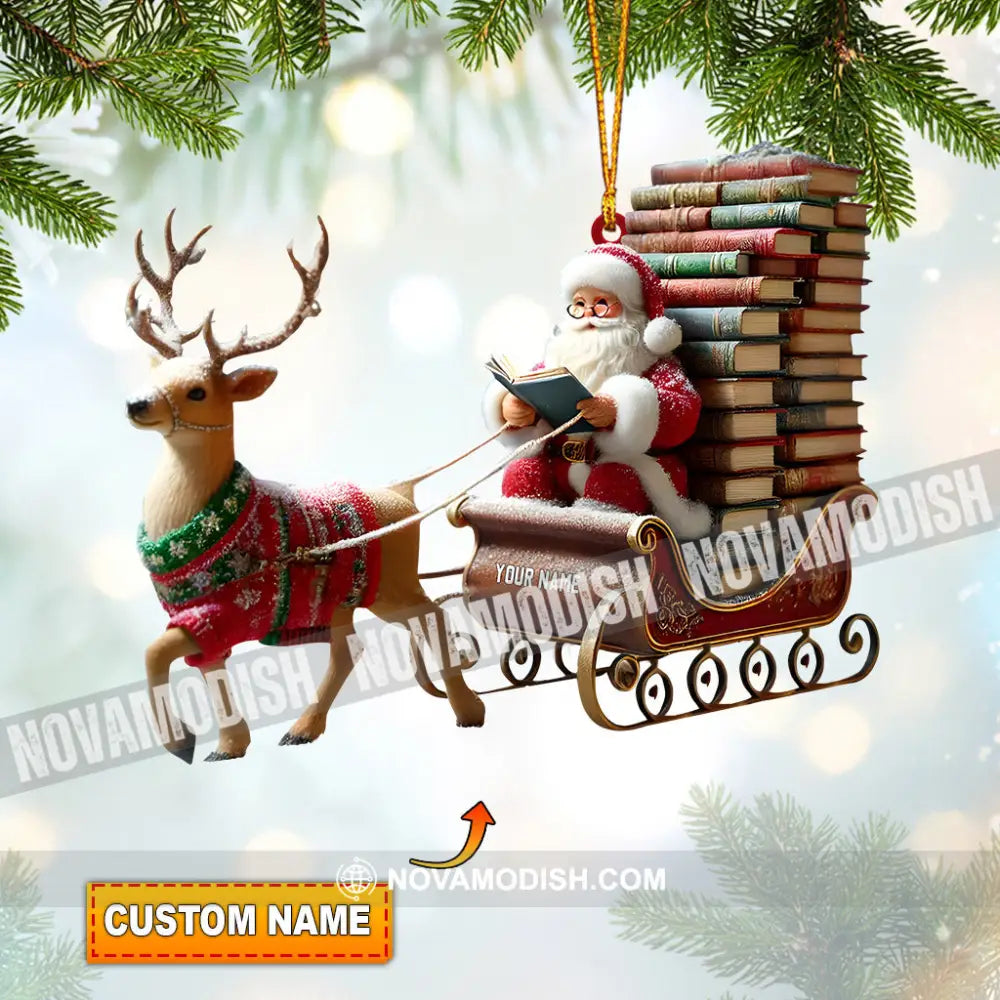 Santa Book Lover Home Decor Christmas Ornament Personalized 3.54’’ / 1