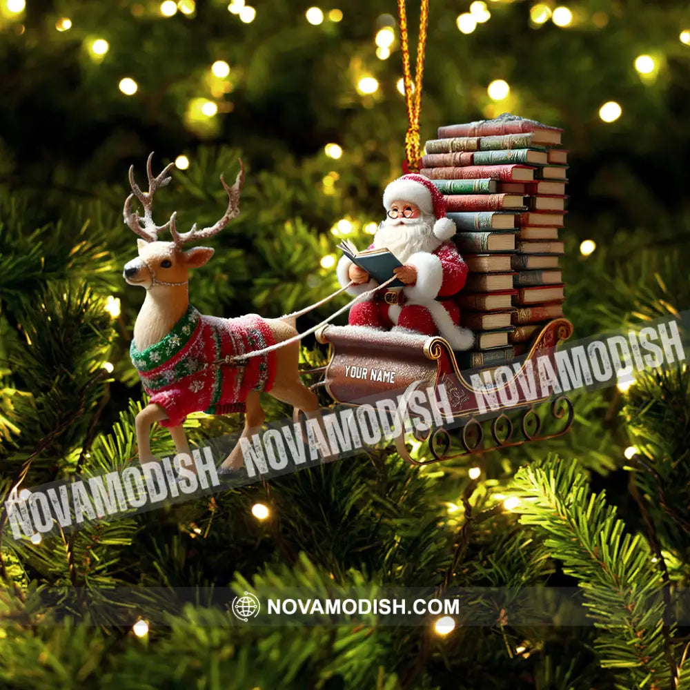 Santa Book Lover Home Decor Christmas Ornament Personalized