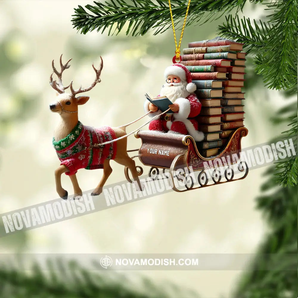 Santa Book Lover Home Decor Christmas Ornament Personalized