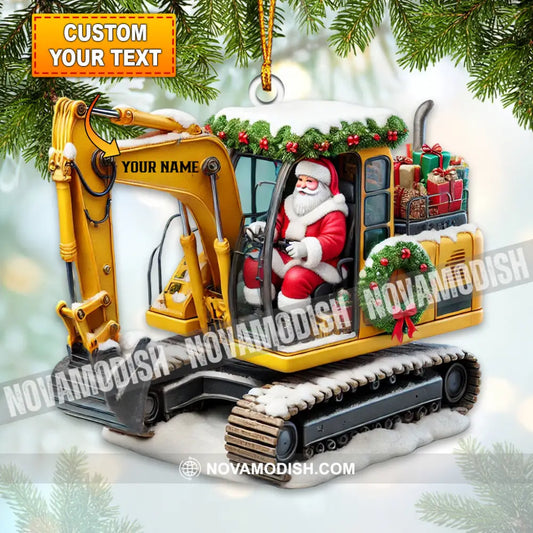 Santa Driving Snow Plow Christmas Ornament Personalized 3.54’’ / 1