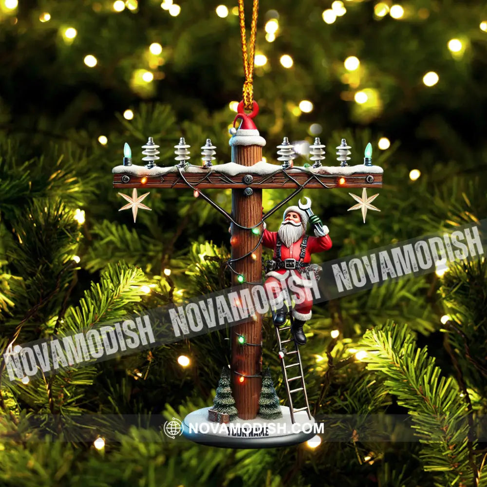 Santa Electrician Christmas Ornament Personalized