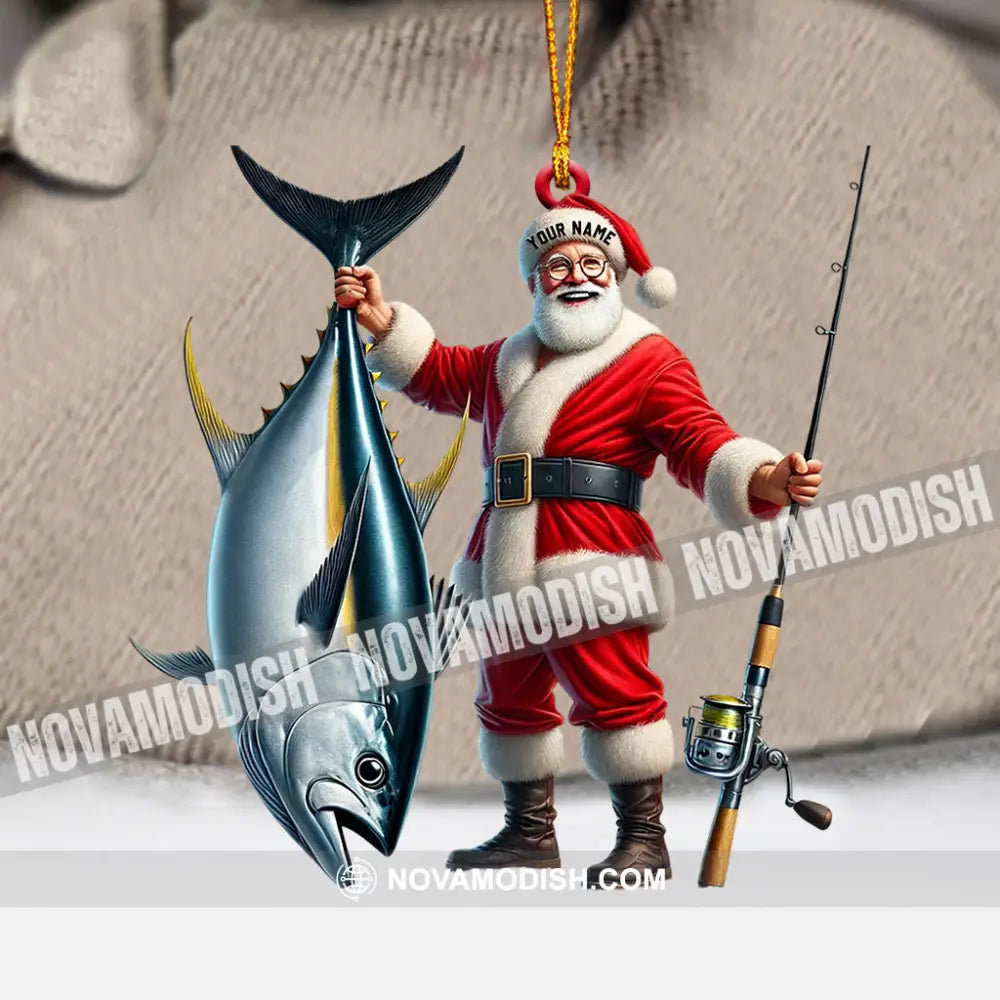 Santa Fishing Home Decor Christmas Ornament Personalized