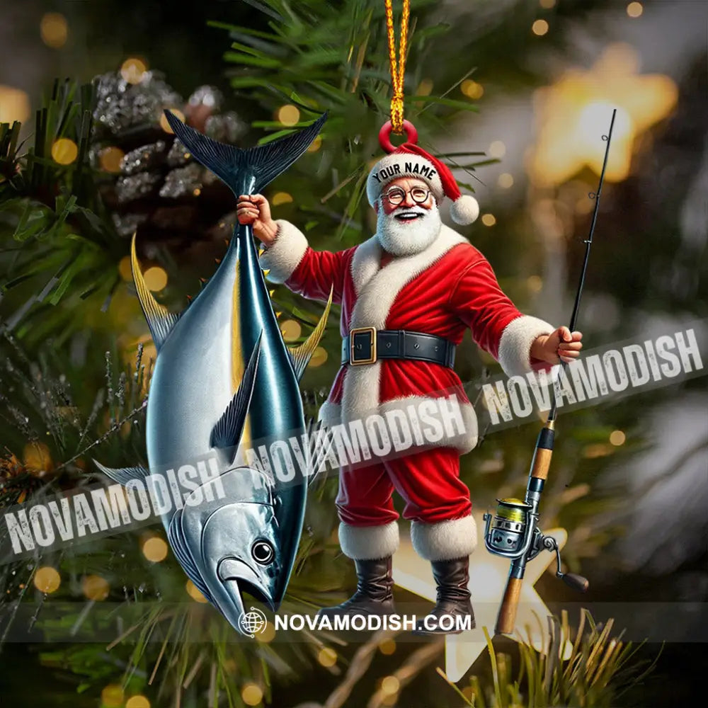 Santa Fishing Home Decor Christmas Ornament Personalized