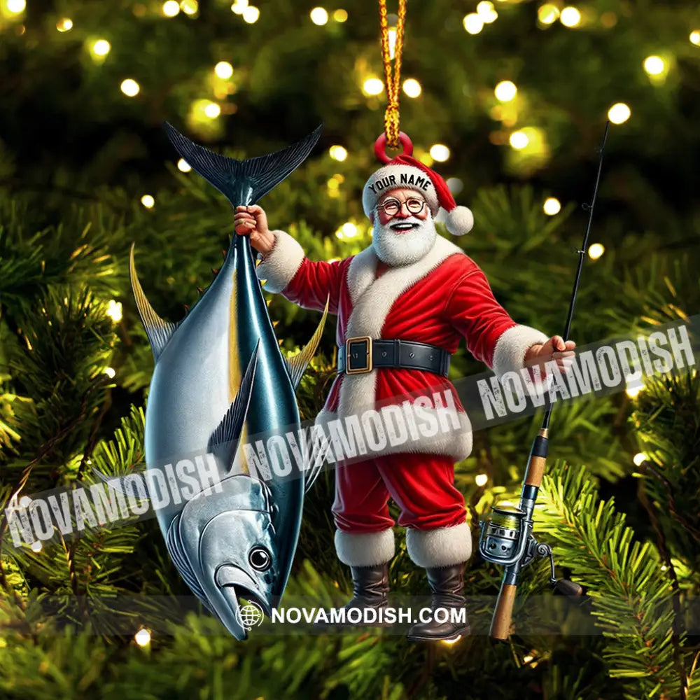 Santa Fishing Home Decor Christmas Ornament Personalized