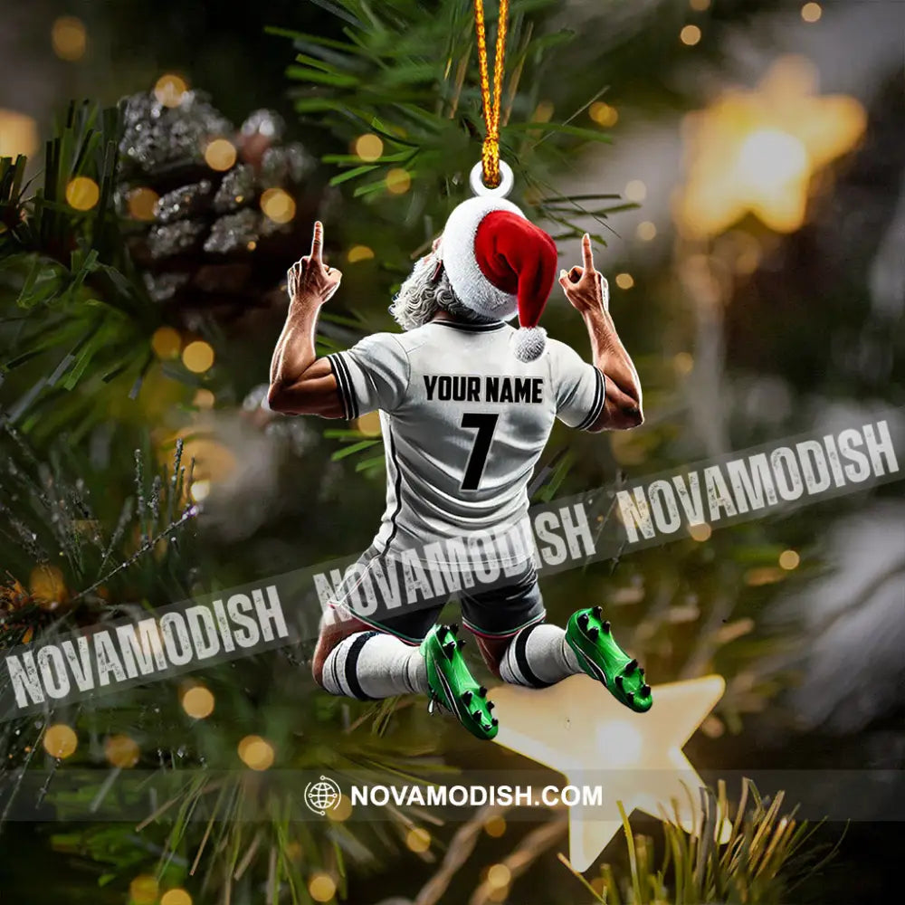 Santa Football Player Christmas Ornament Personalized