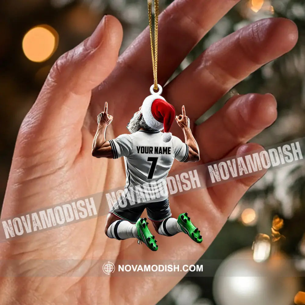 Santa Football Player Christmas Ornament Personalized