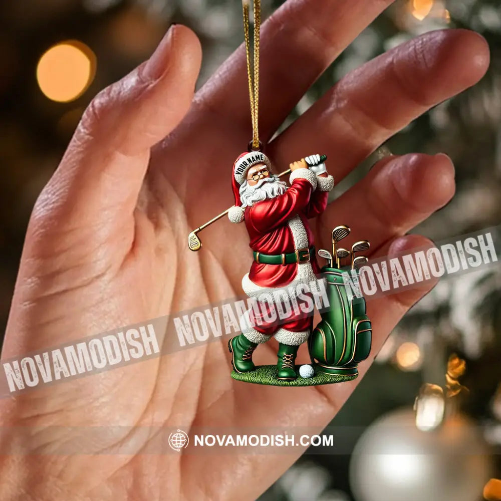 Santa Golf Player Christmas Ornament Personalized