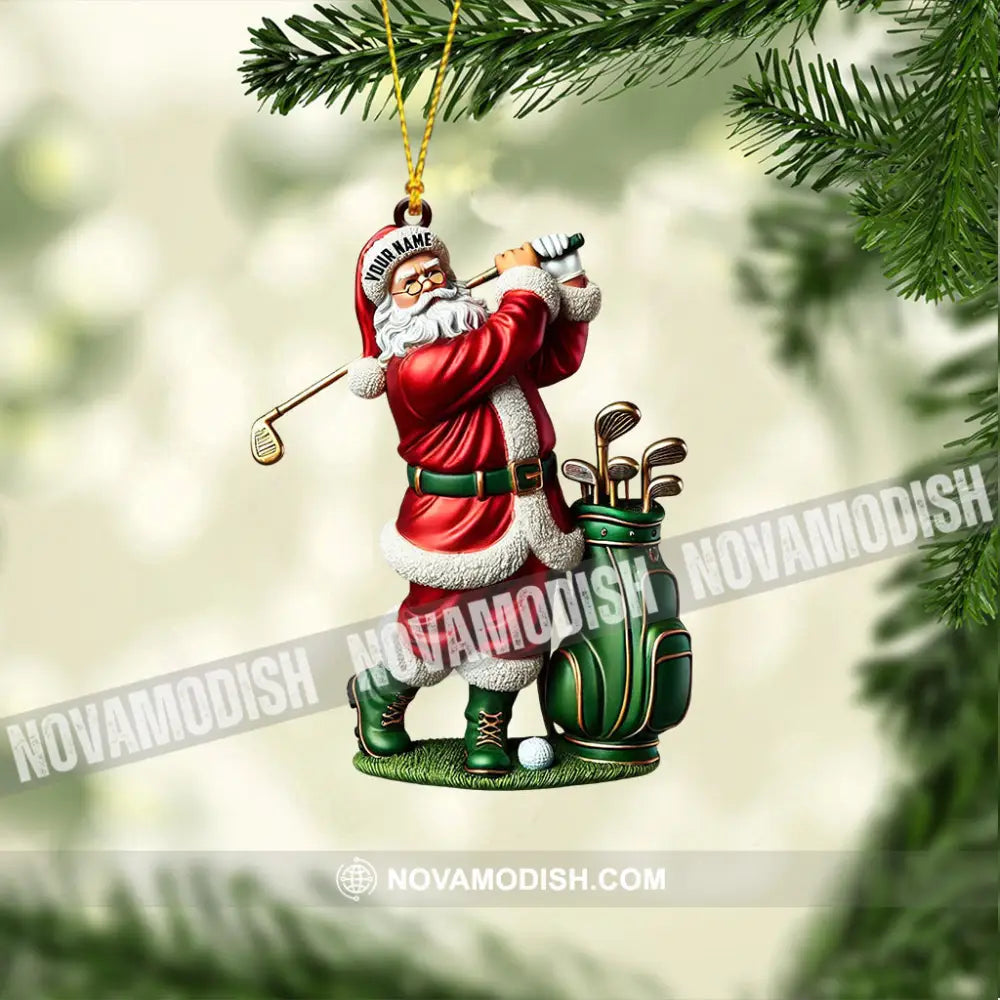 Santa Golf Player Christmas Ornament Personalized