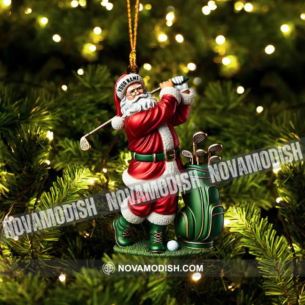 Santa Golf Player Christmas Ornament Personalized