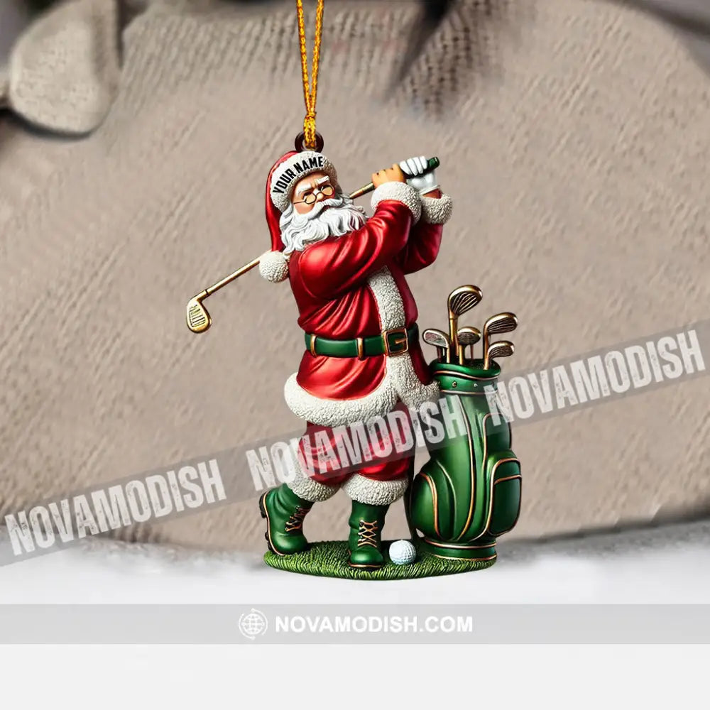 Santa Golf Player Christmas Ornament Personalized