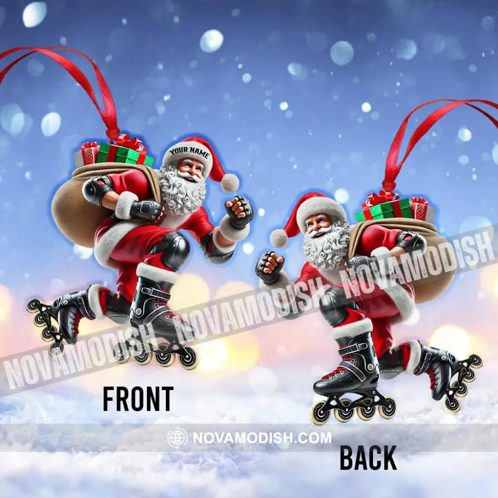 Santa Inline Skate Skating Home Decor Christmas Ornament Personalized