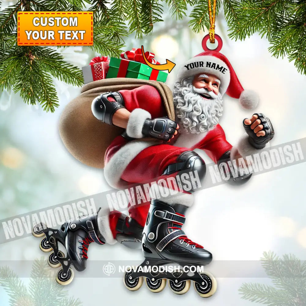 Santa Inline Skate Skating Home Decor Christmas Ornament Personalized 3.54’’ / 1