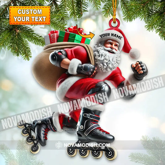 Santa Inline Skate Skating Home Decor Christmas Ornament Personalized 3.54’’ / 1