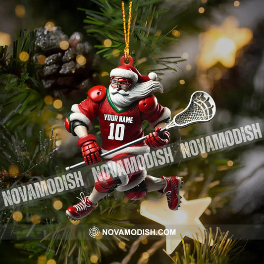 Santa Lacrosse Christmas Ornament Personalized 3.54’’ / 1