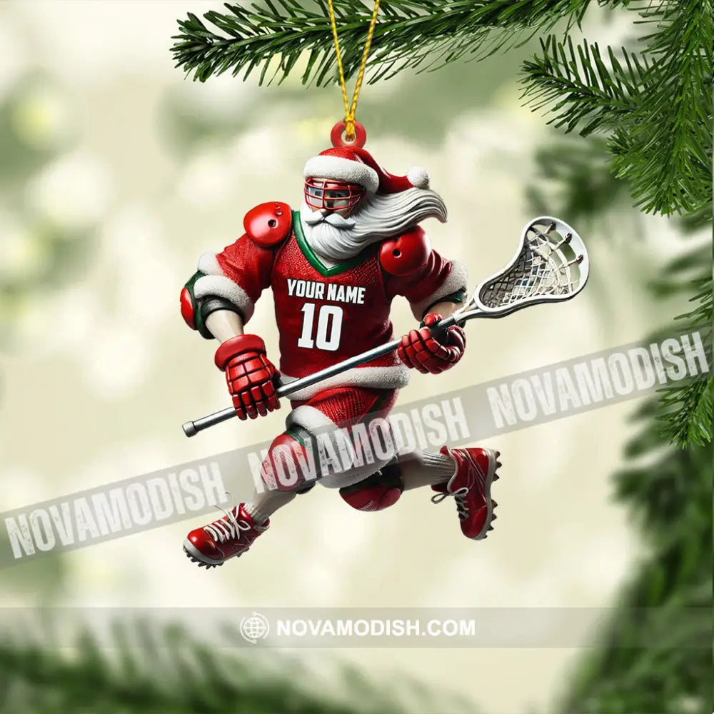 Santa Lacrosse Christmas Ornament Personalized