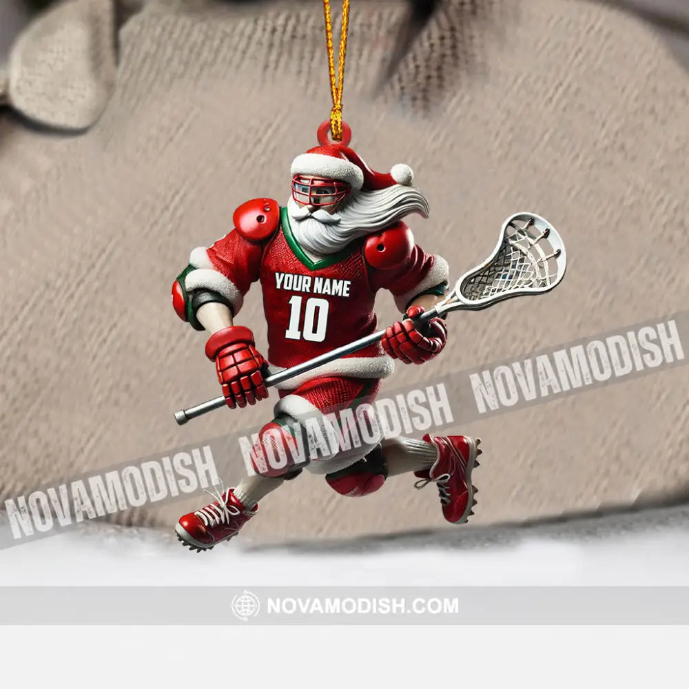 Santa Lacrosse Christmas Ornament Personalized