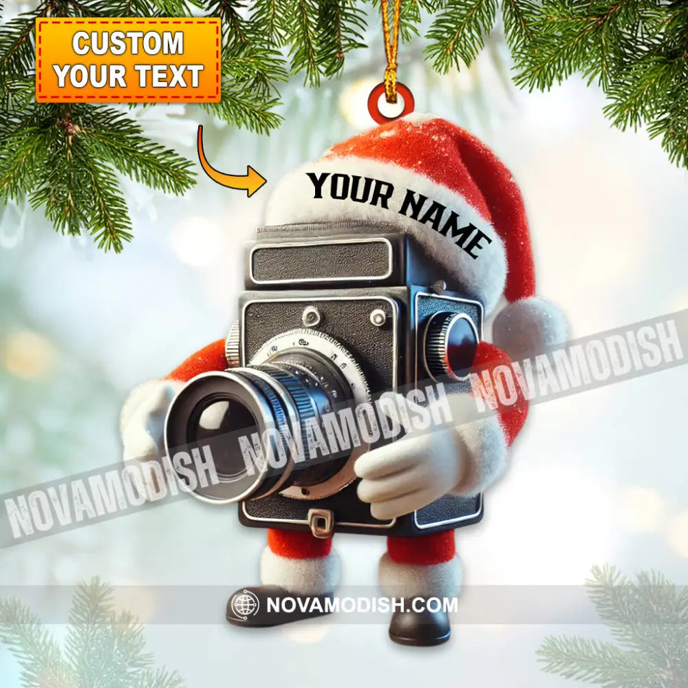 Santa Photographer Lover Christmas Home Decor Ornament Personalized 3.54’’ / 1