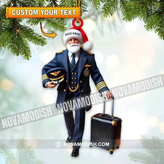 Santa Pilot Home Decor Christmas Ornament Personalized 3.54’’ / 1