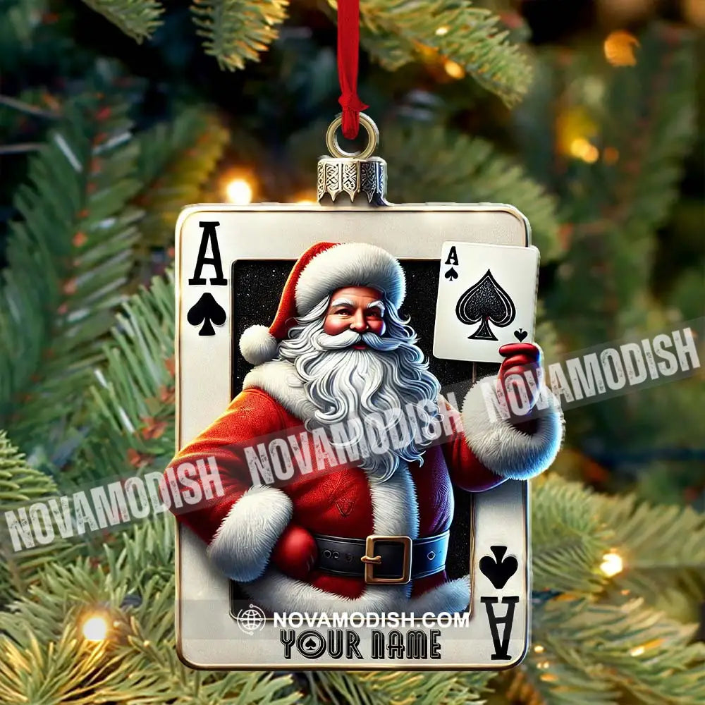 Santa Poker Ornament Personalized