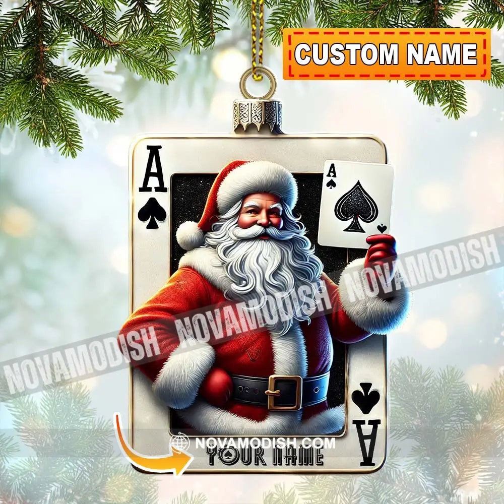 Santa Poker Ornament Personalized 3.54’’ / 1