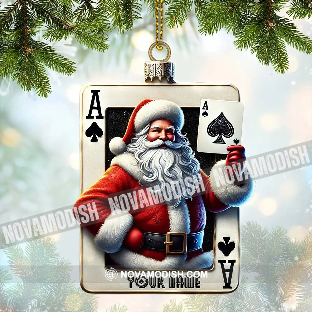 Santa Poker Ornament Personalized