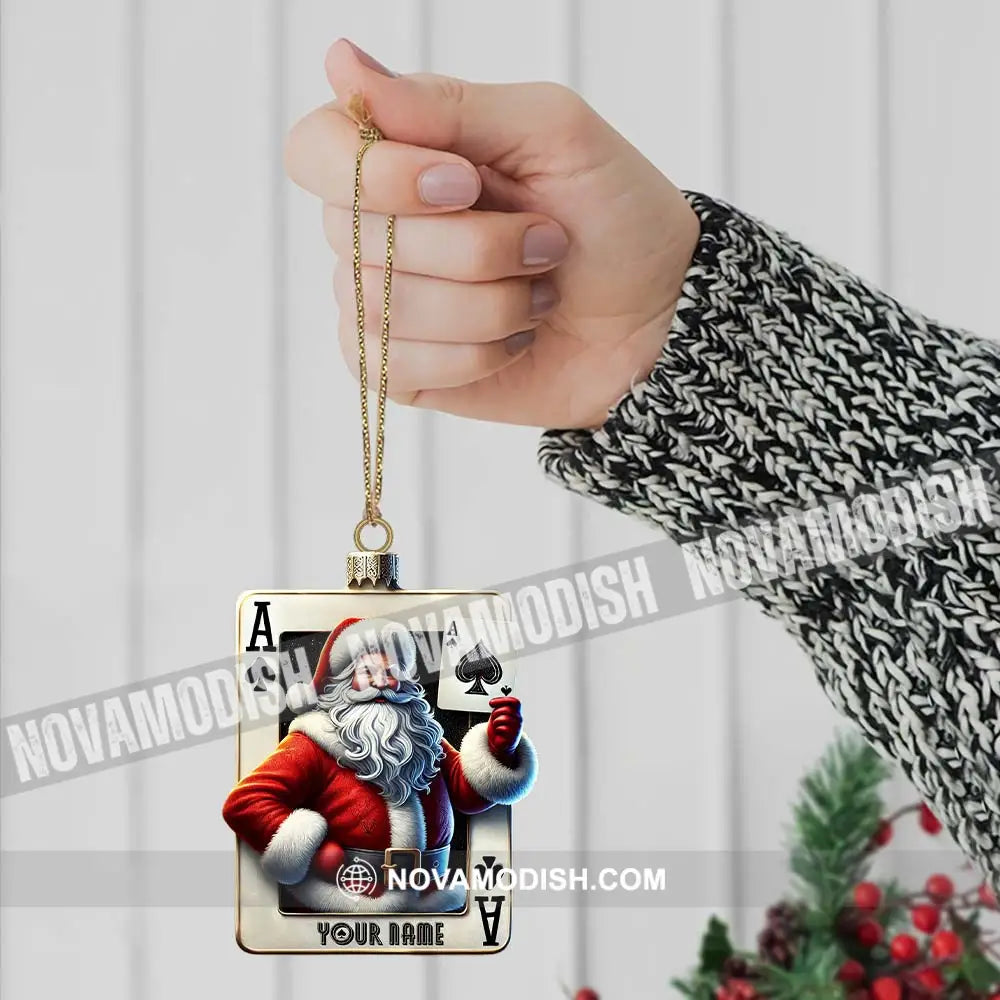 Santa Poker Ornament Personalized