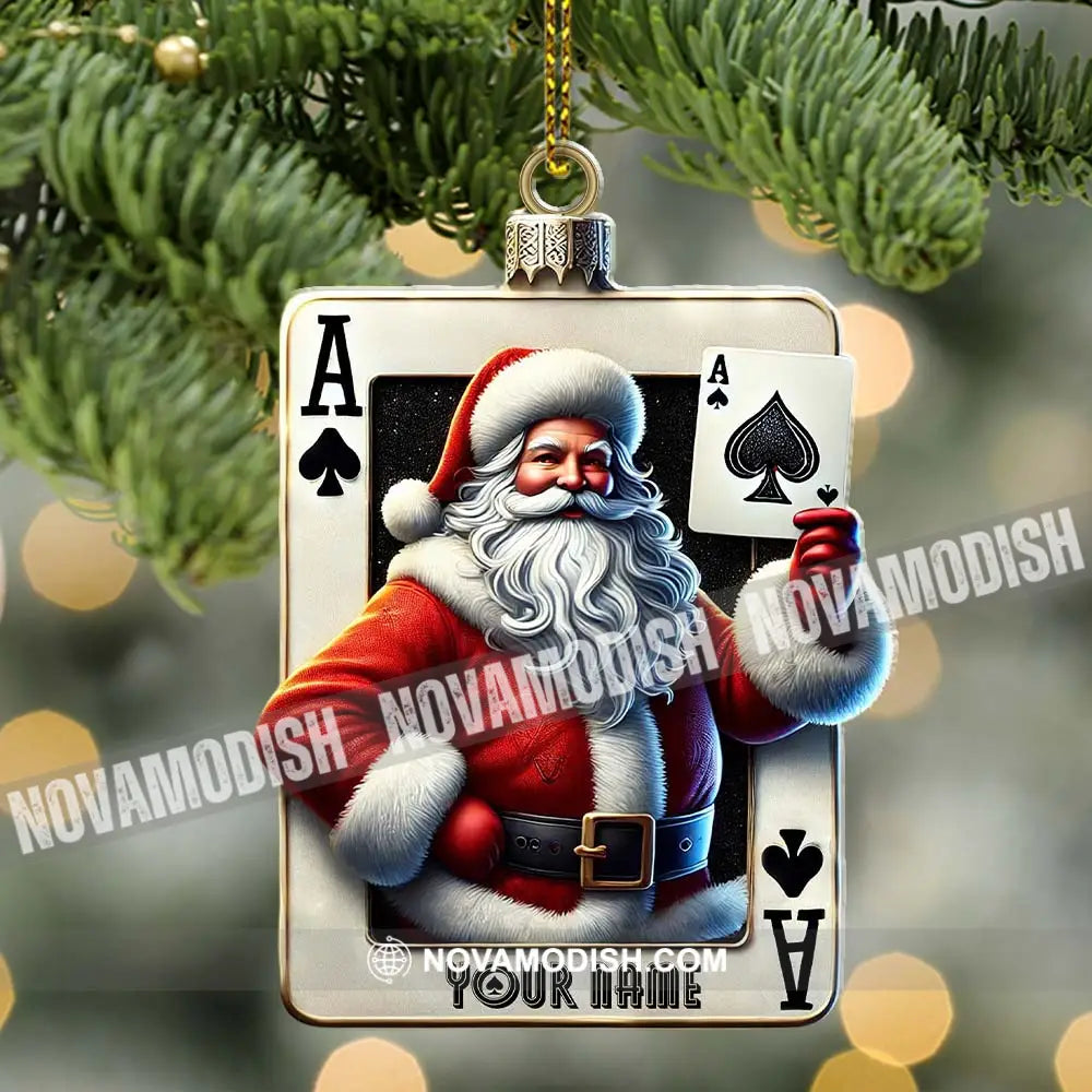 Santa Poker Ornament Personalized