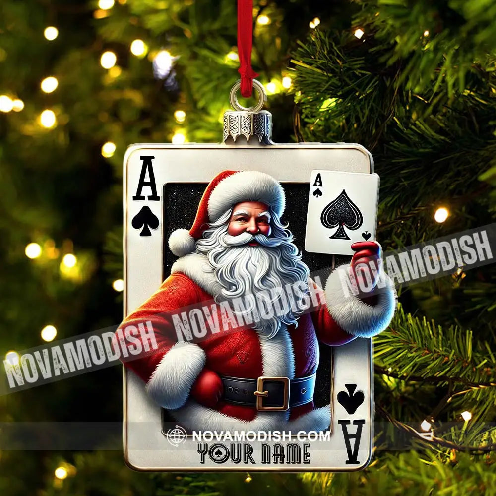 Santa Poker Ornament Personalized