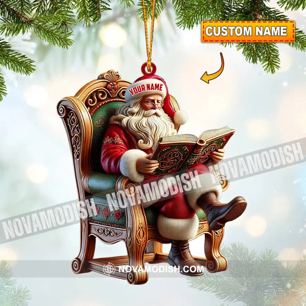 Santa Reading Book Christmas Ornament Personalized 3.54’’ / 1