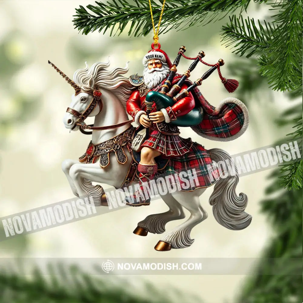 Santa Rider On Horseback Christmas Ornament Personalized