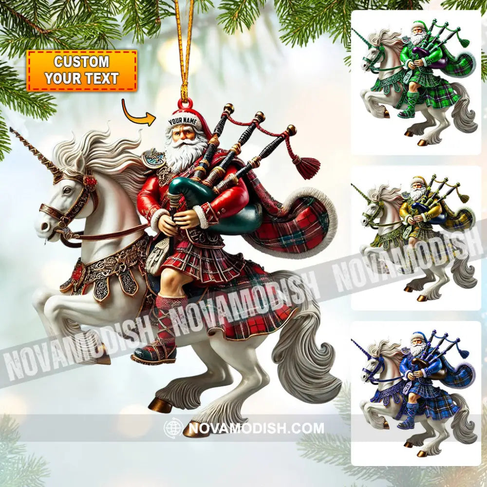 Santa Rider On Horseback Christmas Ornament Personalized 3.54’’ / 1