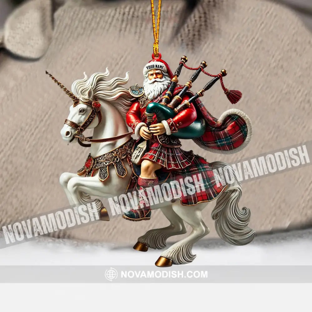 Santa Rider On Horseback Christmas Ornament Personalized