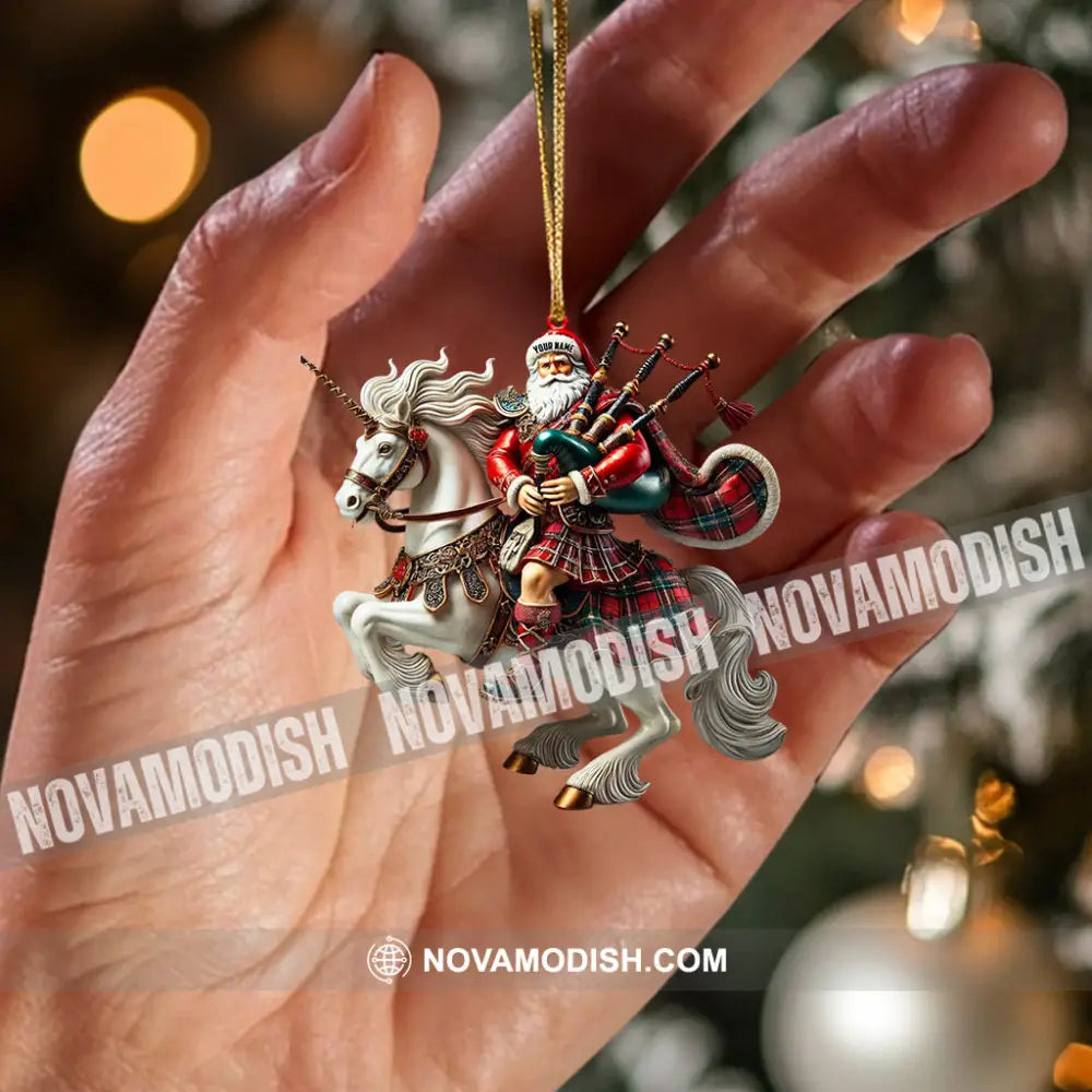 Santa Rider On Horseback Christmas Ornament Personalized