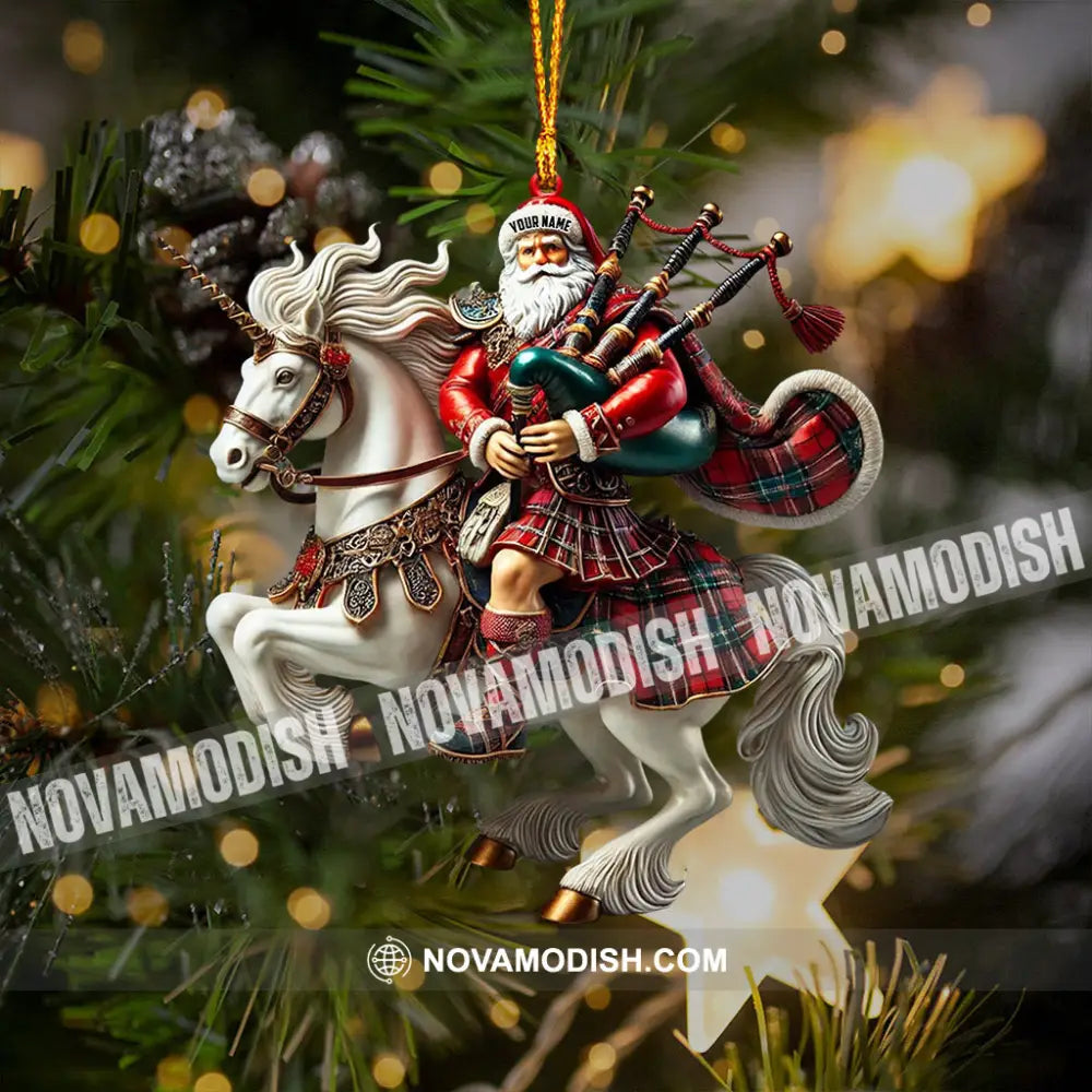 Santa Rider On Horseback Christmas Ornament Personalized