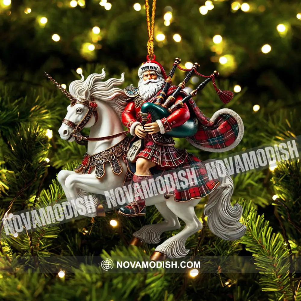 Santa Rider On Horseback Christmas Ornament Personalized